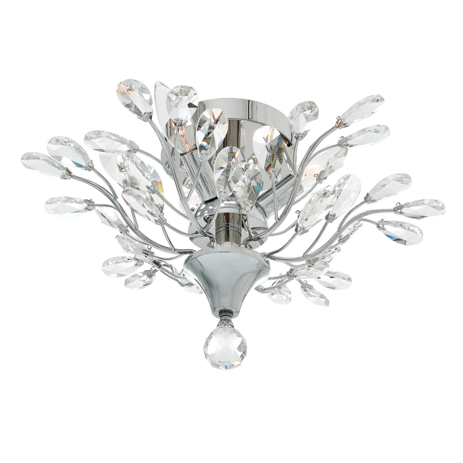 Ivy 3 Light 16in Chrome Drum Shade Flush Mount by CWI