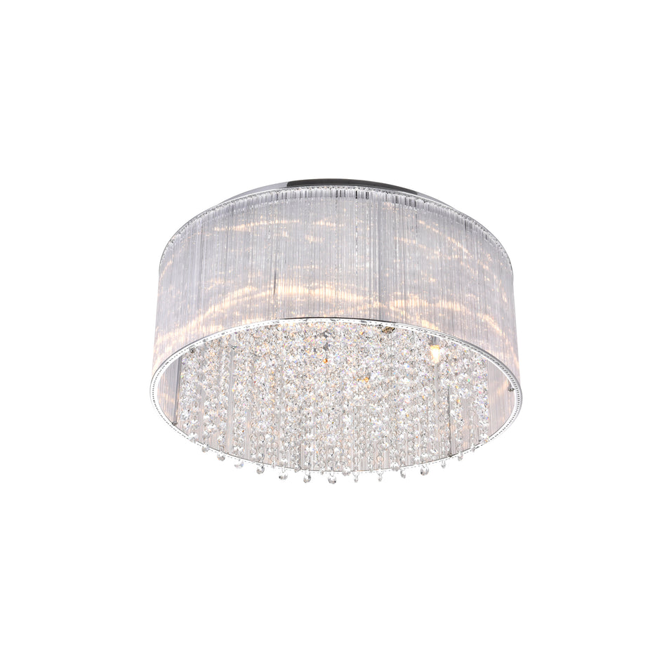 Spring Morning 9 Light Drum Shade Flush Mount With Chrome Finish by CWI