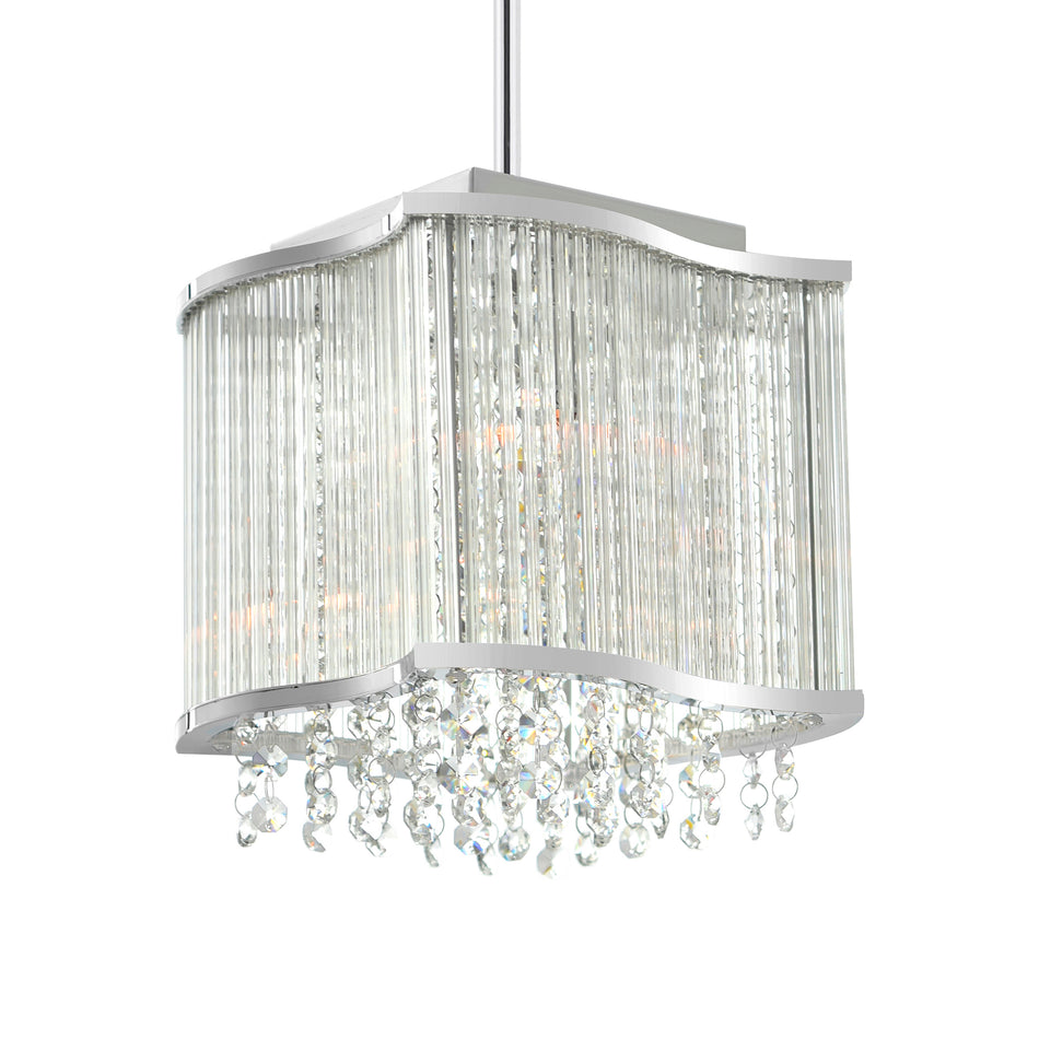 Elsa 3 Light 10in Chrome Drum Shade Mini Pendant by CWI