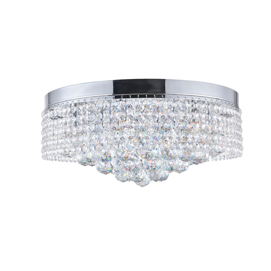 Cascade 8 Light Drum Shade Flush Mount With Chrome Finish by CWI
