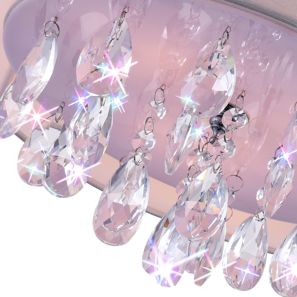 Dash 3 Light 14in Chrome Flush Mount with Off White Shade by CWI