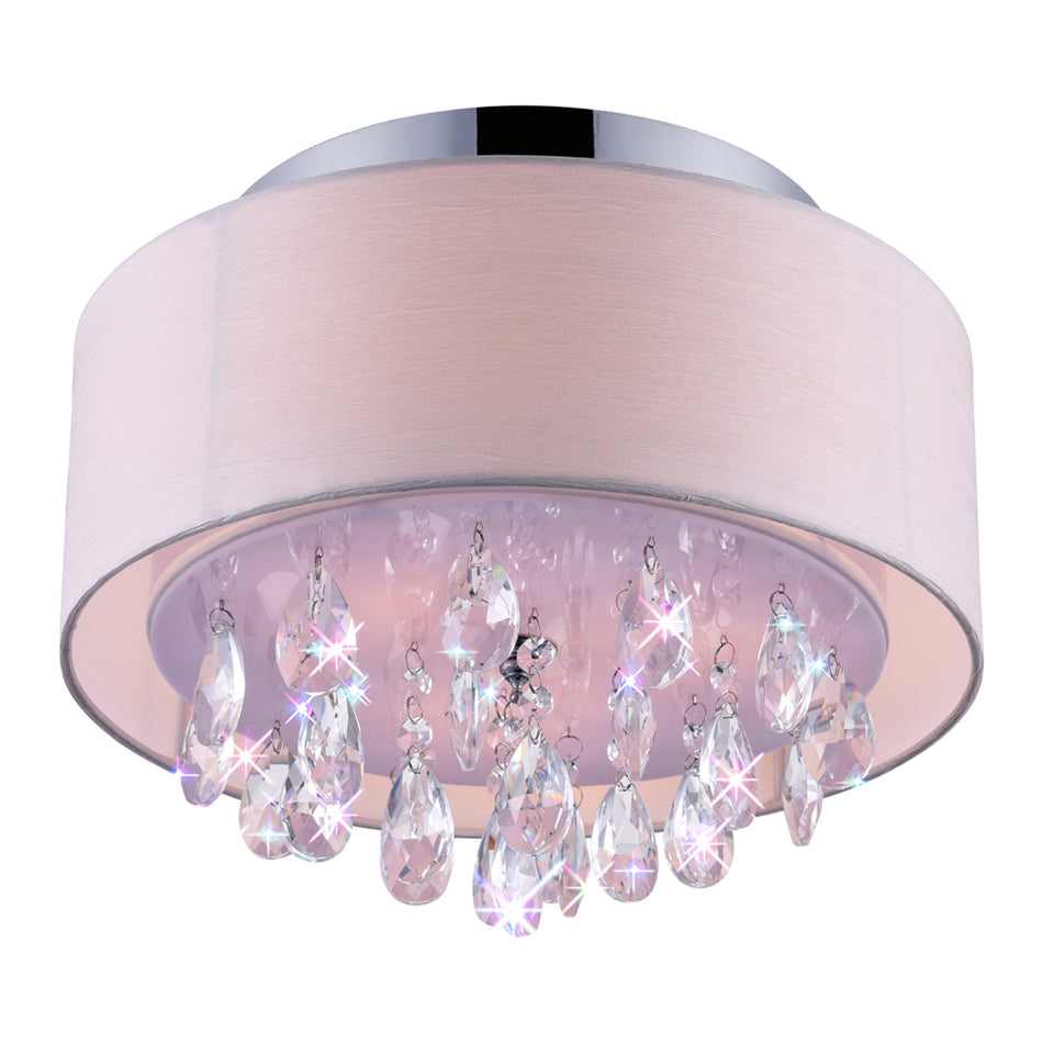 Dash 3 Light 14in Chrome Flush Mount with Off White Shade