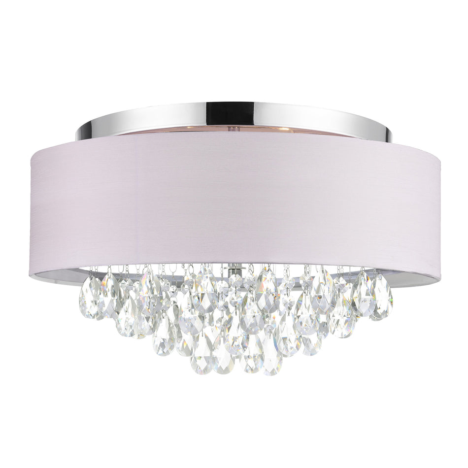 Dash 4 Light 18in Chrome Flush Mount with Off White Shade