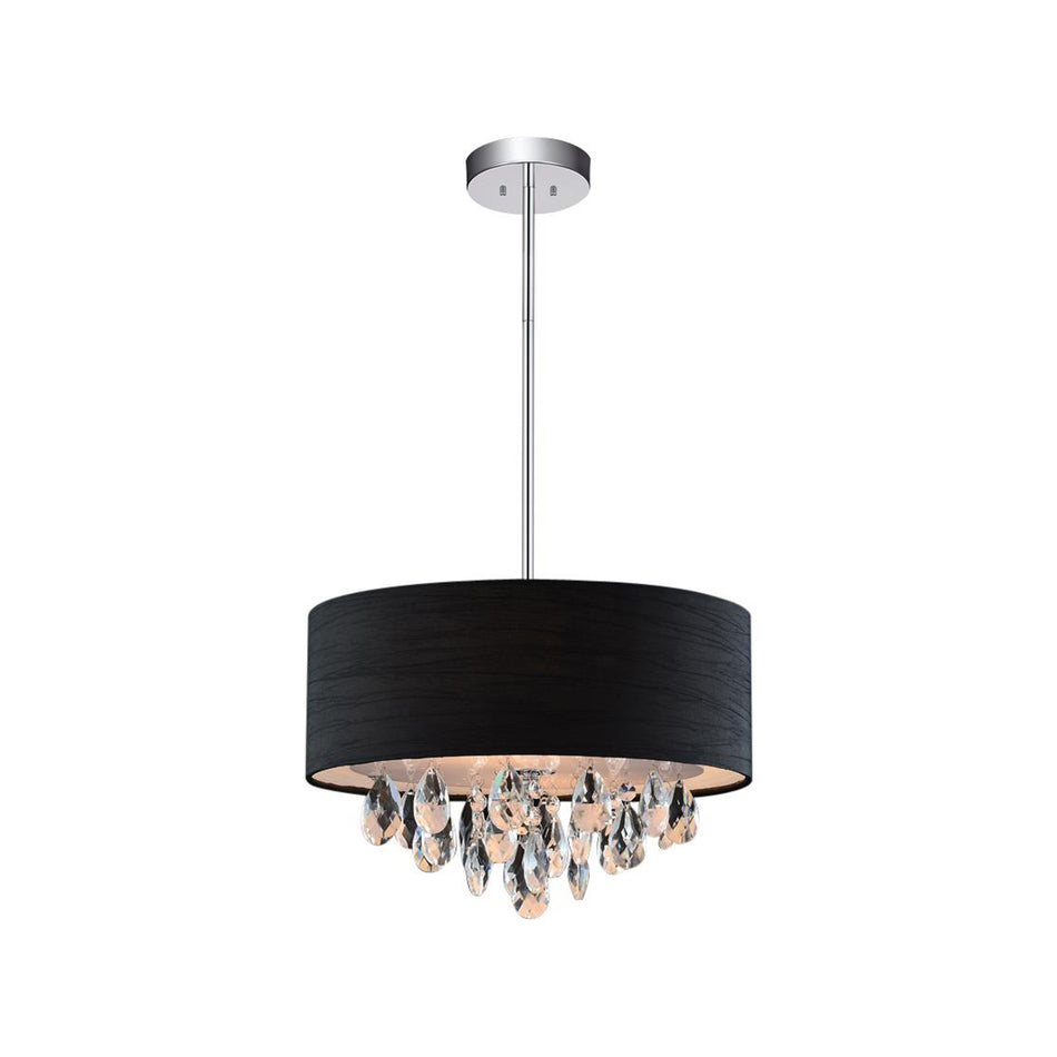 Dash 3 Light 14in Chrome Chandelier with Black Shade