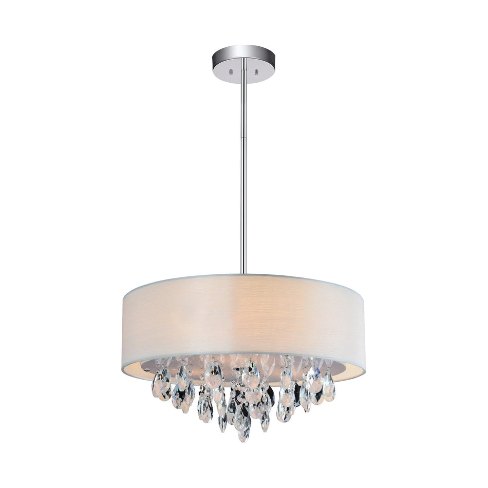 Dash 3 Light 14in Chrome Chandelier with Off White Shade