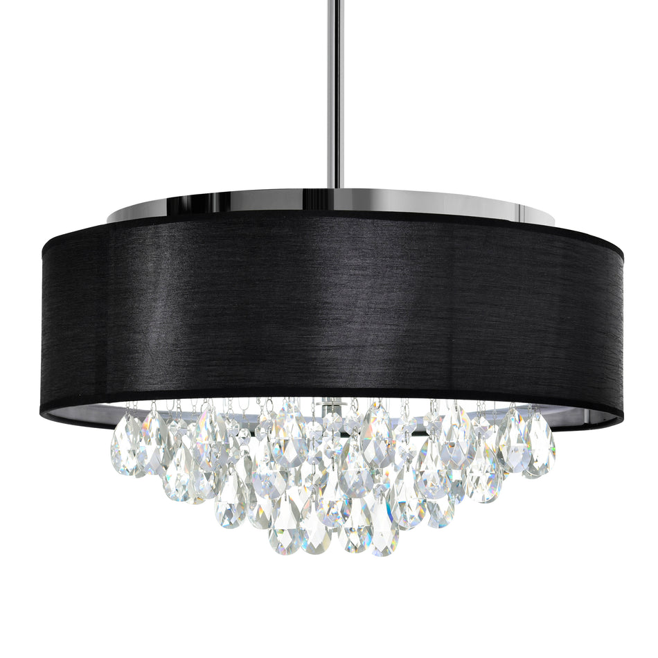 Dash 4 Light 18in Chrome Chandelier with Black Shade by CWI