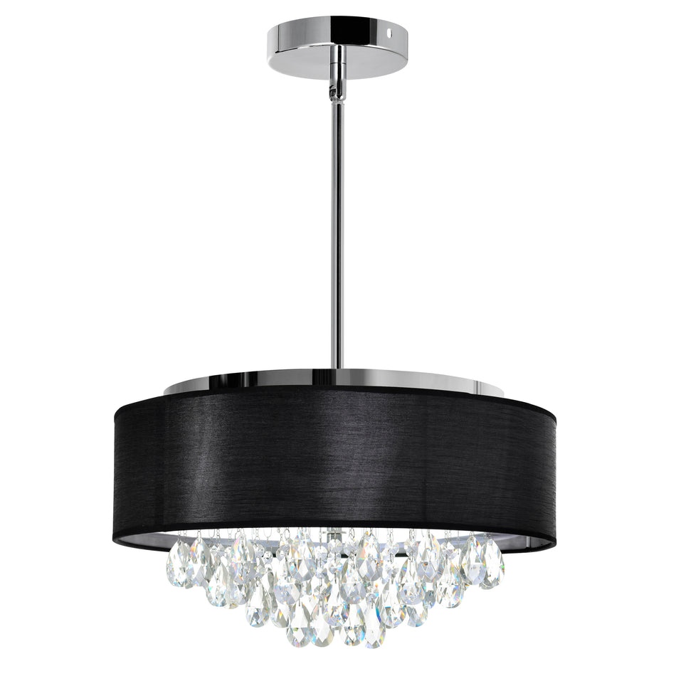 Dash 4 Light 18in Chrome Chandelier with Black Shade