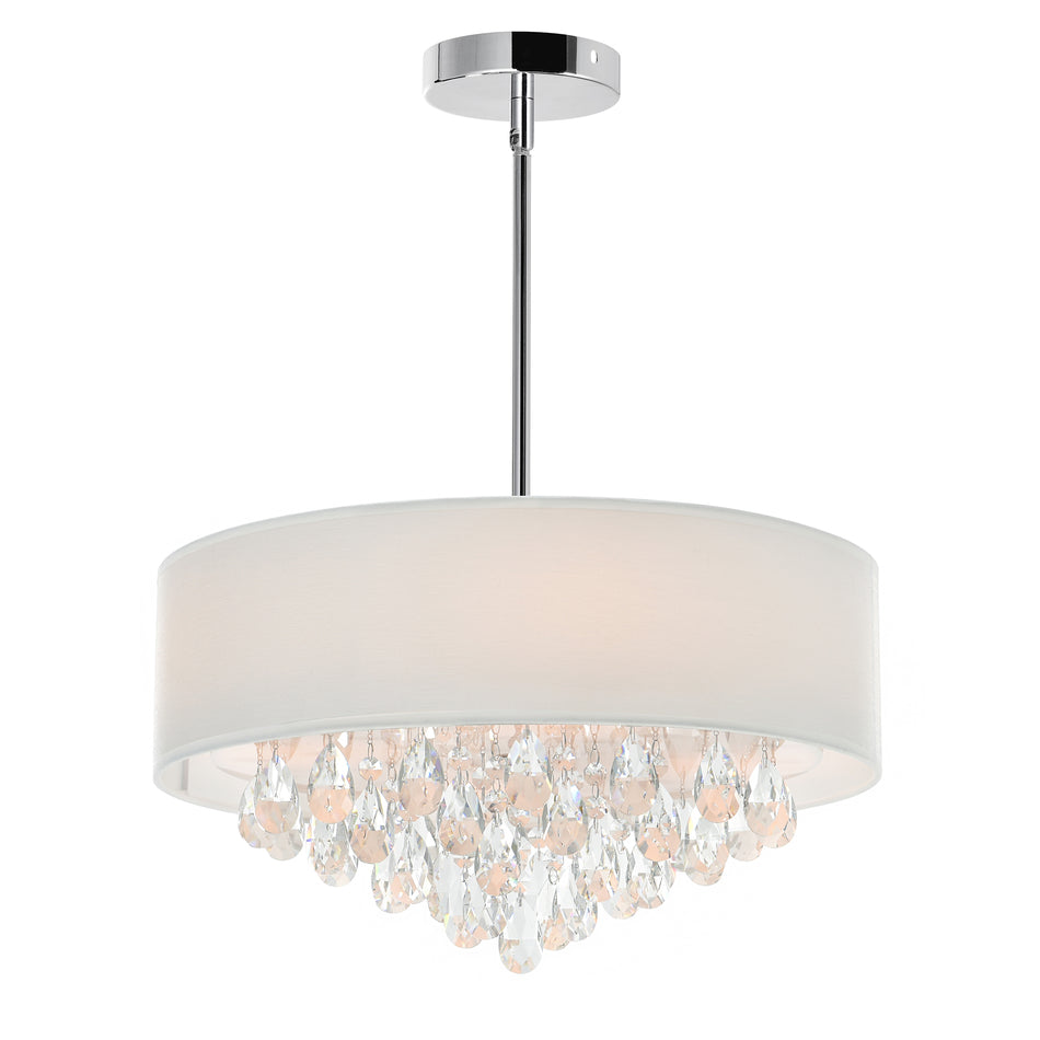 Dash 4 Light 18in Chrome Chandelier with Off White Shade