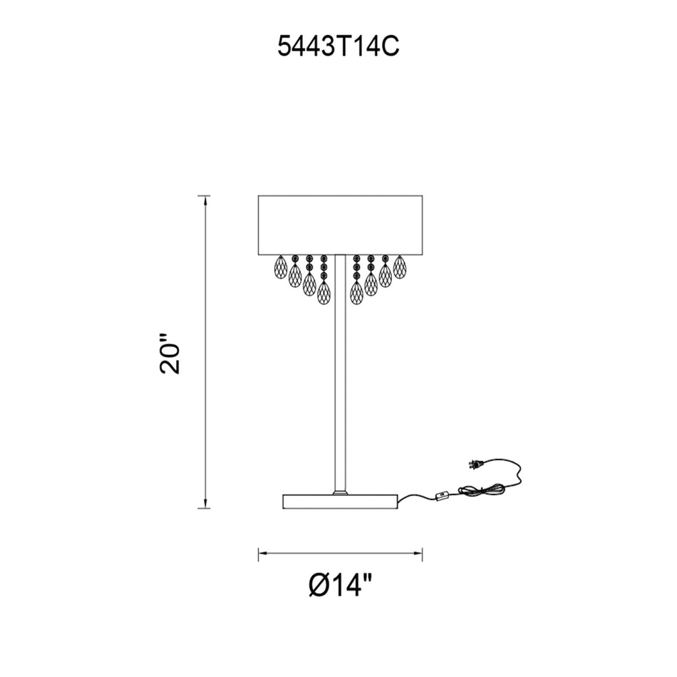 Dash 3 Light 14in Table Lamp with Black Shade by CWI