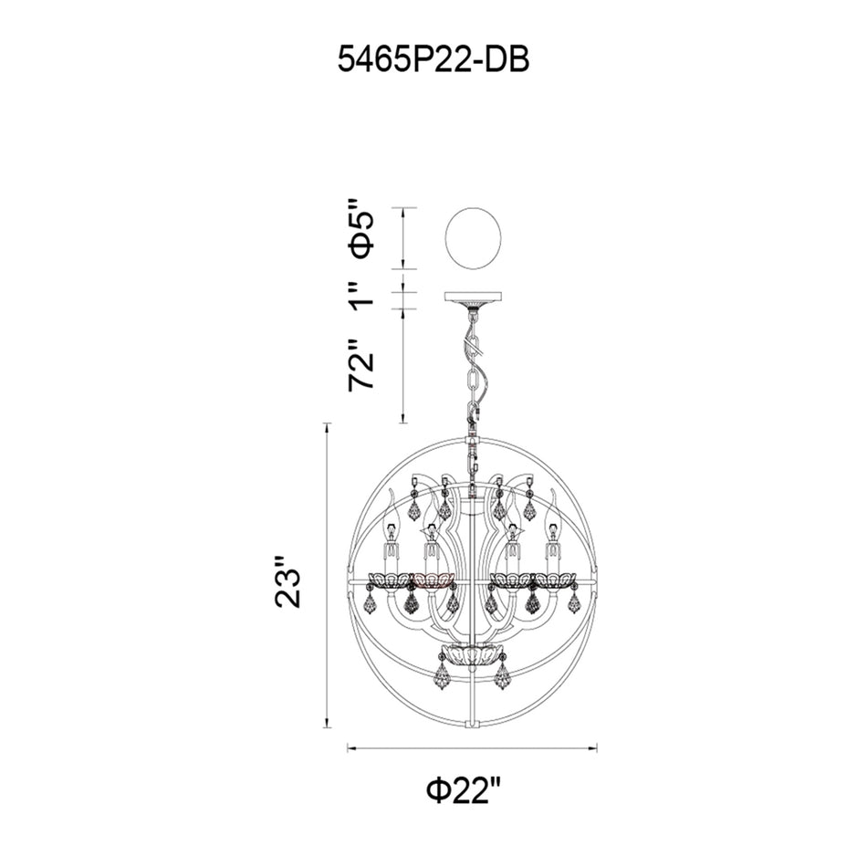Campechia 6 Light Up Chandelier With Brown Finish by CWI