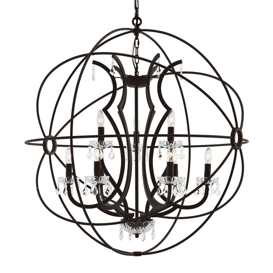 Campechia 9 Light Up Chandelier With Brown Finish by CWI