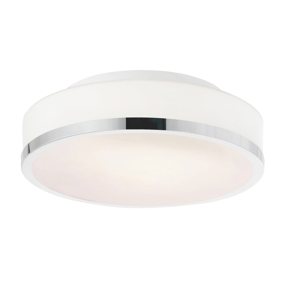Frosted 2 Light 10in Satin Nickel Drum Shade Flush Mount