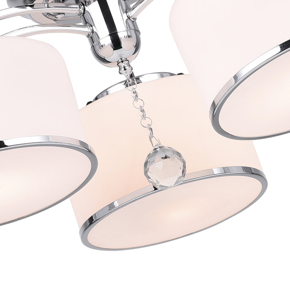Frosted 3 Light 24in Chrome Drum Shade Flush Mount by CWI