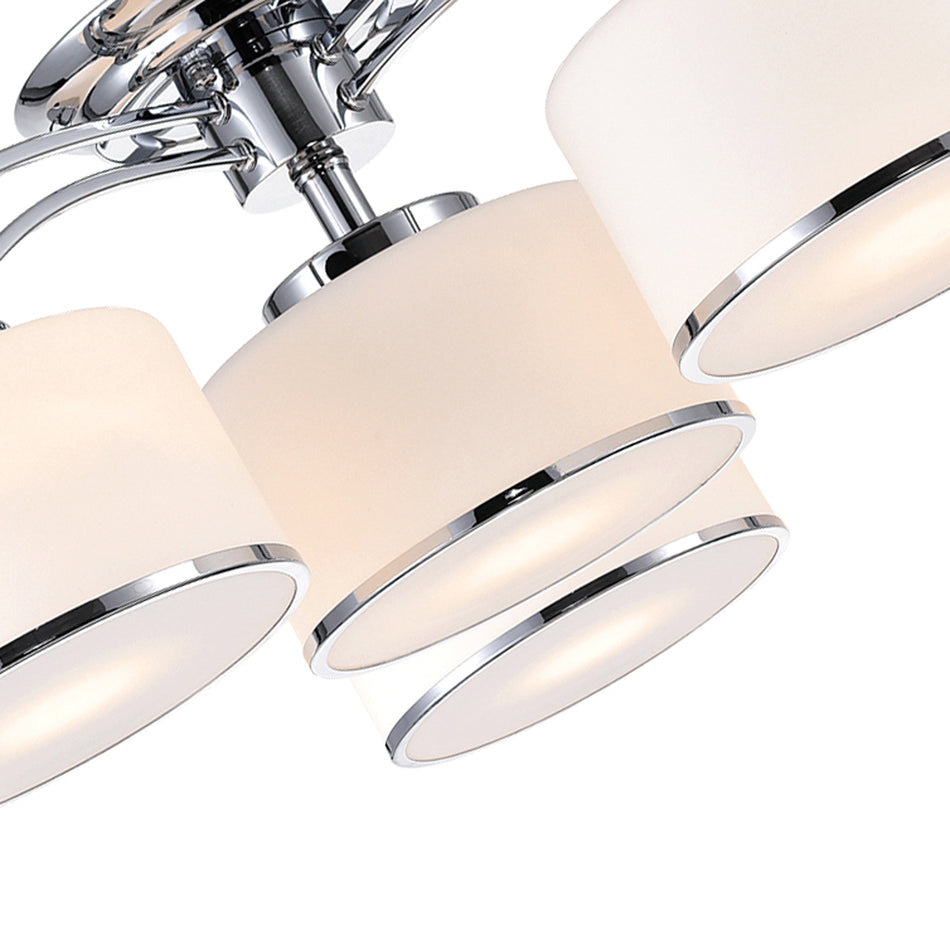 Frosted 4 Light 28in Chrome Drum Shade Flush Mount by CWI