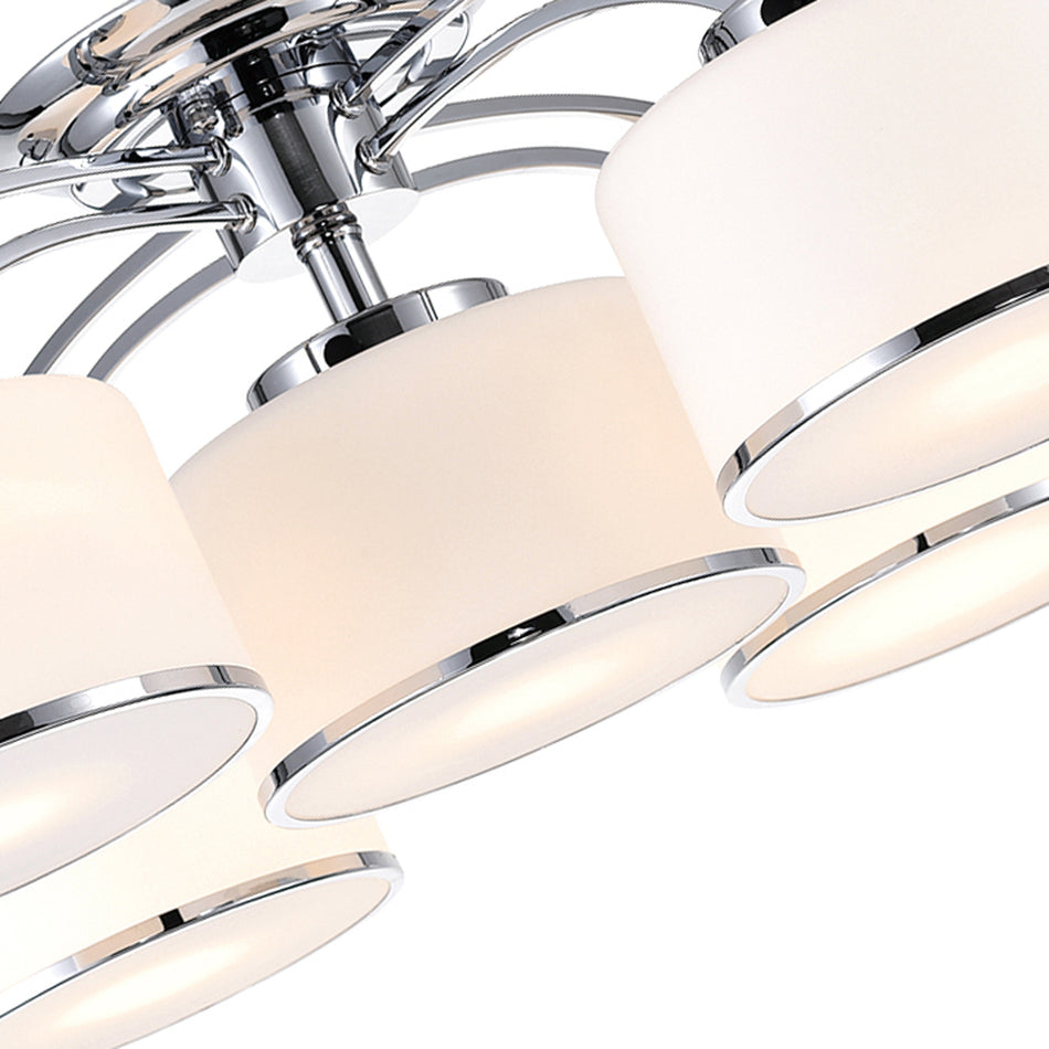 Frosted 5 Light 30in Chrome Drum Shade Flush Mount by CWI