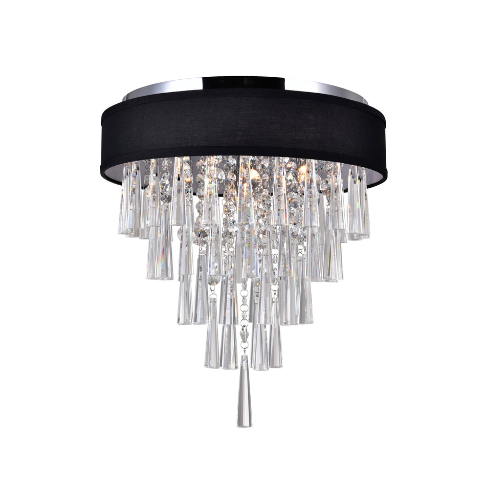 Franca 4 Light 16in Chrome Flush Mount with Black Shade