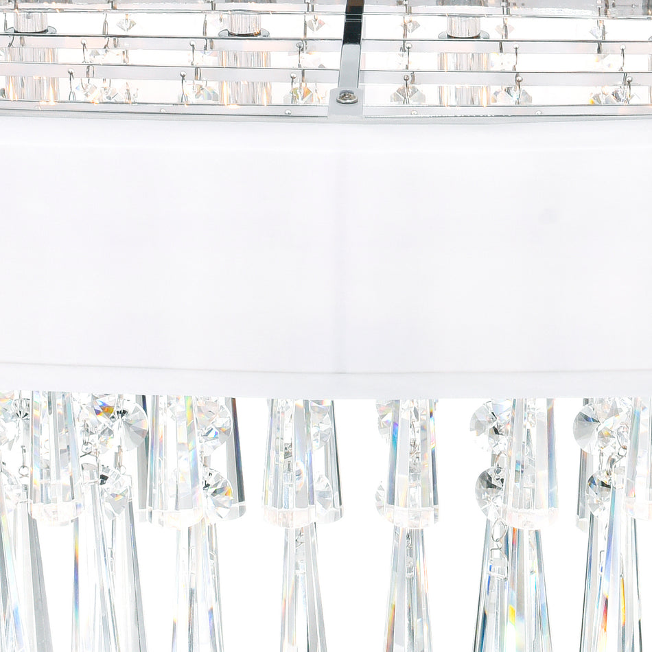 Franca 4 Light 16in Chrome Flush Mount with Off White Shade by CWI