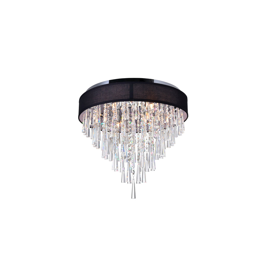 Franca 8 Light 22in Chrome Flush Mount with Black Shade