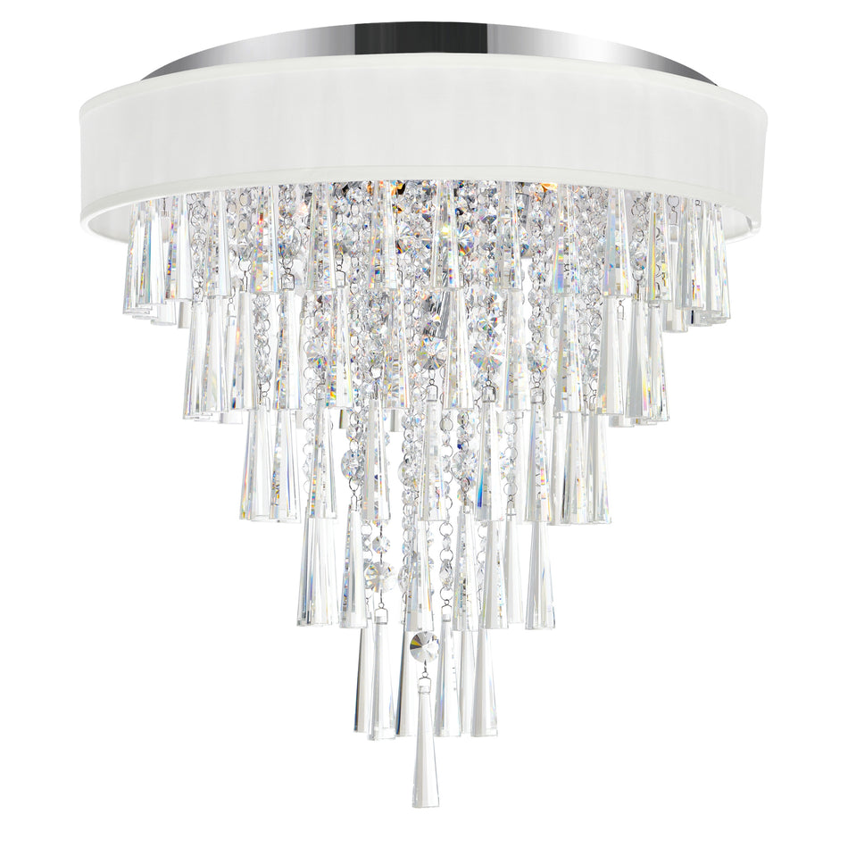 Franca 8 Light 22in Chrome Flush Mount with Off White Shade