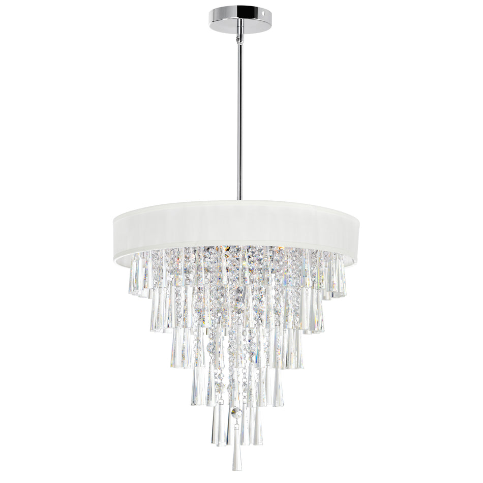 Franca 8 Light 22in Chrome Chandelier with Off White Shade
