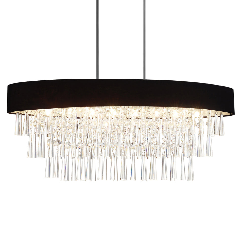 Franca 8 Light 38in Chrome Chandelier with Black Shade by CWI