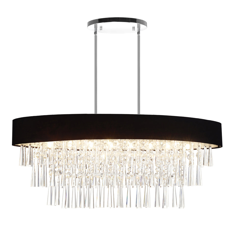 Franca 8 Light 38in Chrome Chandelier with Black Shade