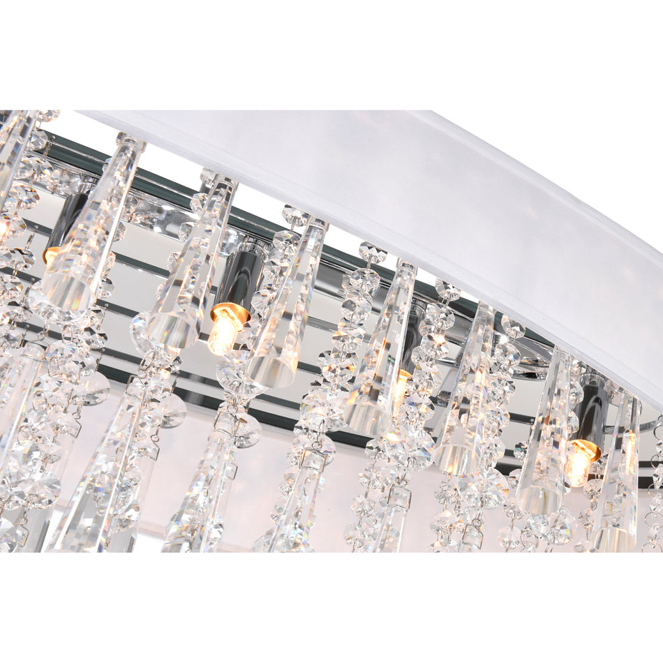 Franca 8 Light 38in Chrome Chandelier with Off White Shade by CWI