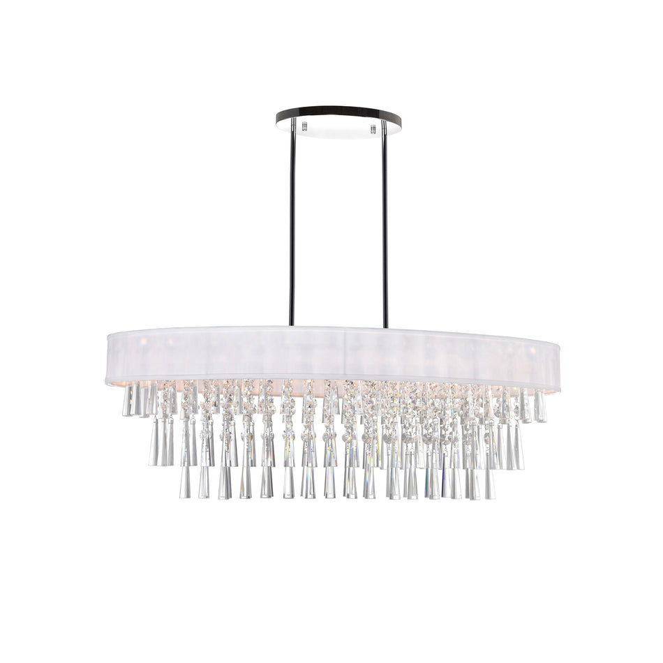 Franca 8 Light 38in Chrome Chandelier with Off White Shade