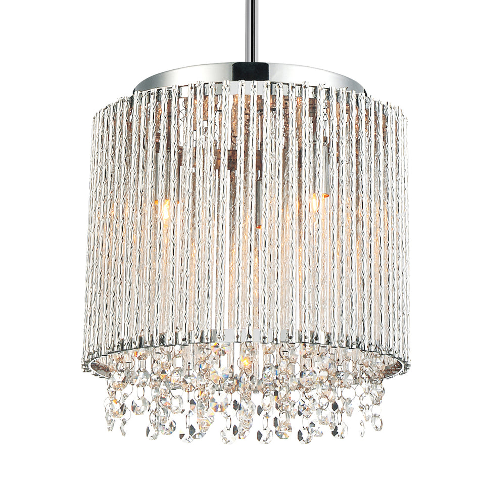 Claire 3 Light Drum Shade Mini Pendant With Chrome Finish by CWI