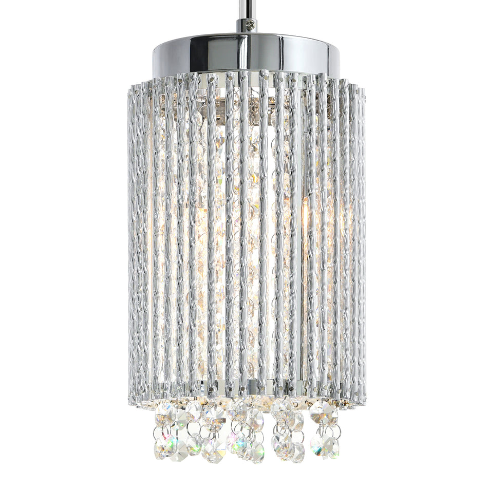 Claire 2 Light Drum Shade Mini Pendant With Chrome Finish by CWI