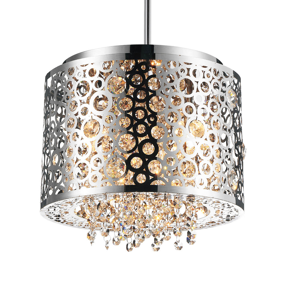 Bubbles 4 Light Drum Shade Mini Pendant With Chrome Finish by CWI