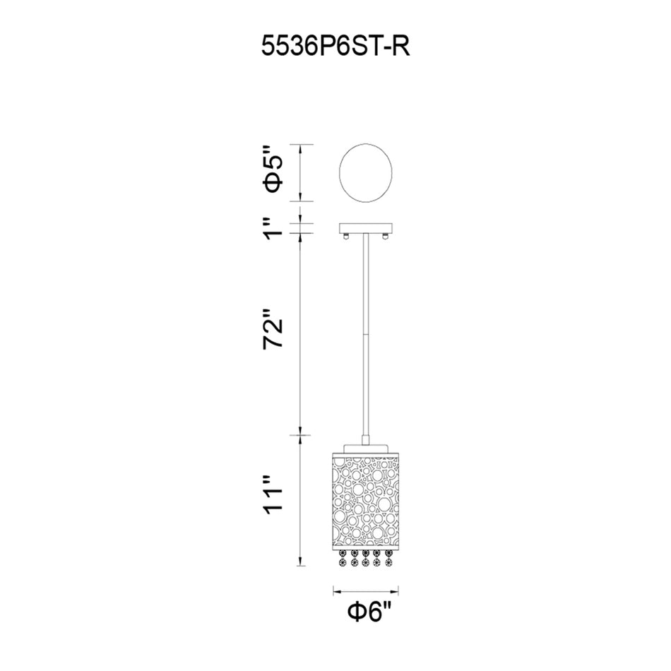 Bubbles 1 Light Drum Shade Mini Pendant With Chrome Finish by CWI
