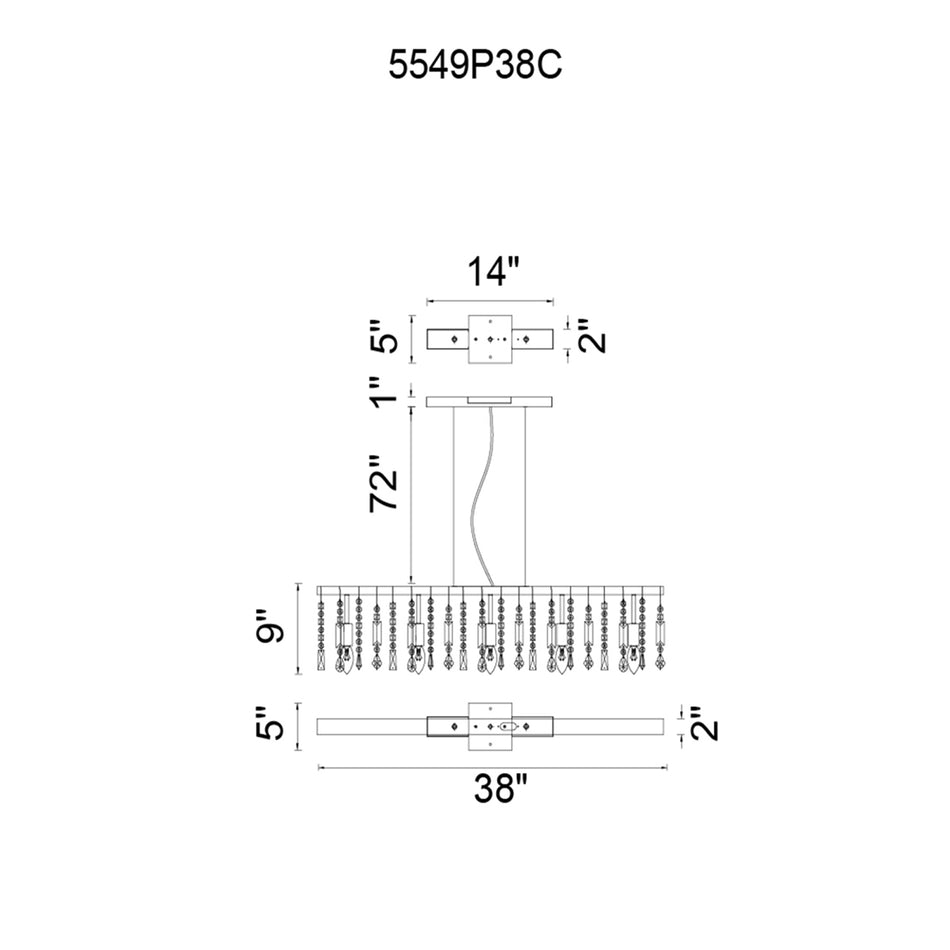 Janine 5 Light Down Chandelier With Chrome Finish by CWI