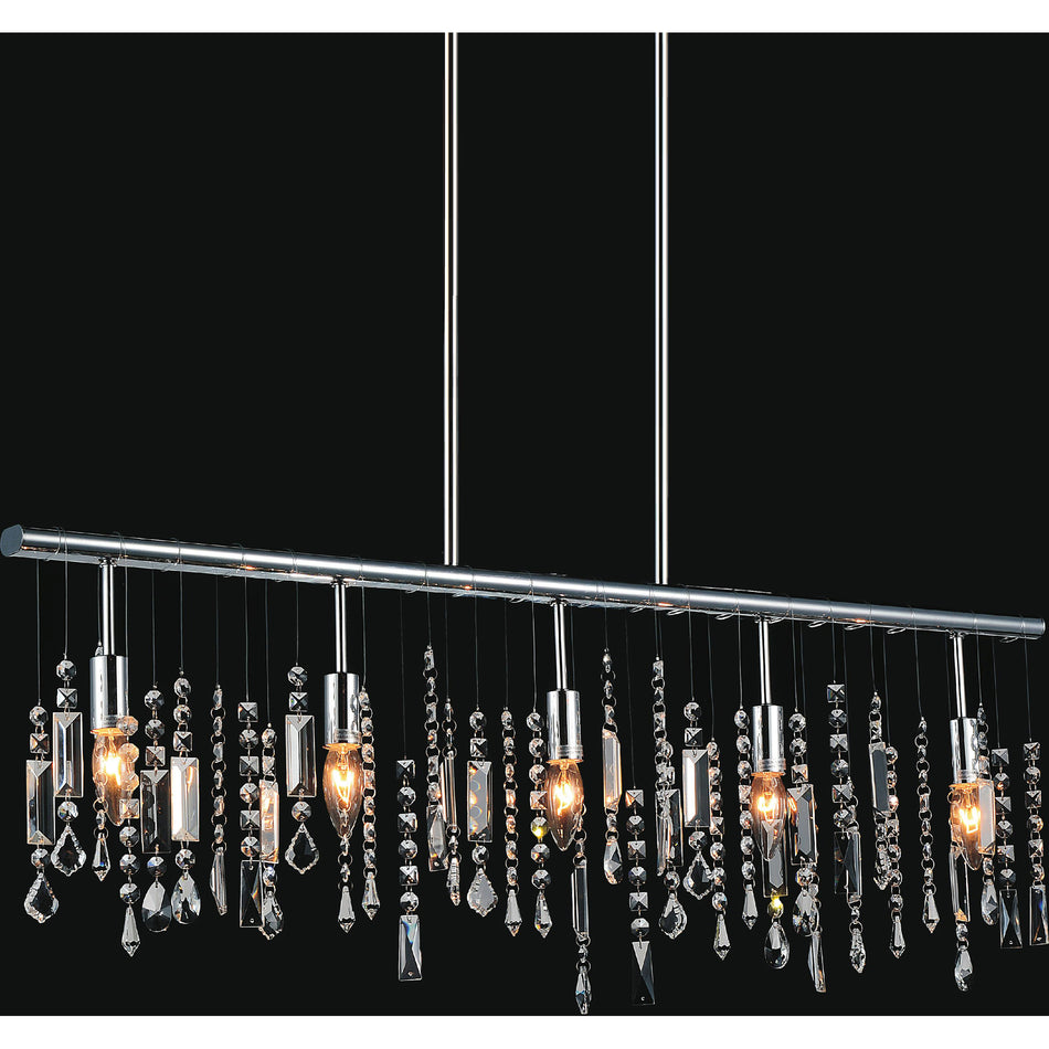 Janine 5 Light Down Chandelier With Chrome Finish