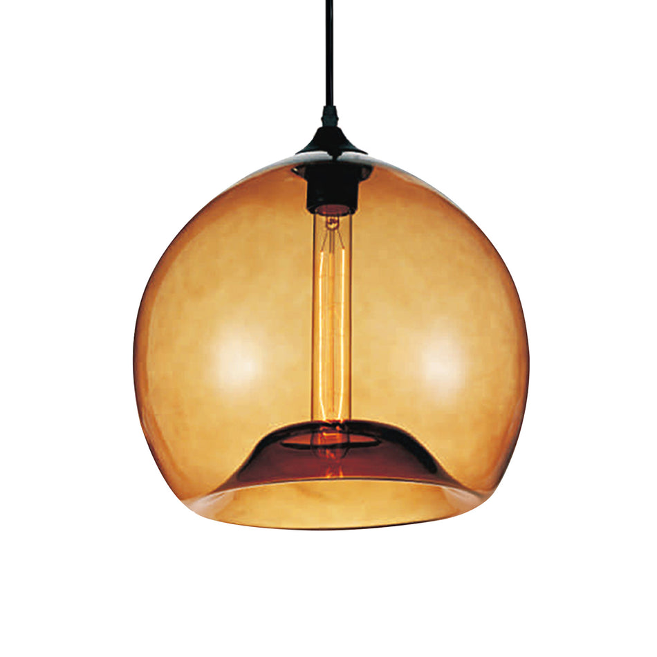 Glass 1 Light 12in Amber Down Mini Pendant by CWI