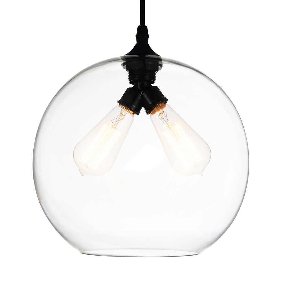 Glass 2 Light 12in Clear Down Mini Pendant by CWI