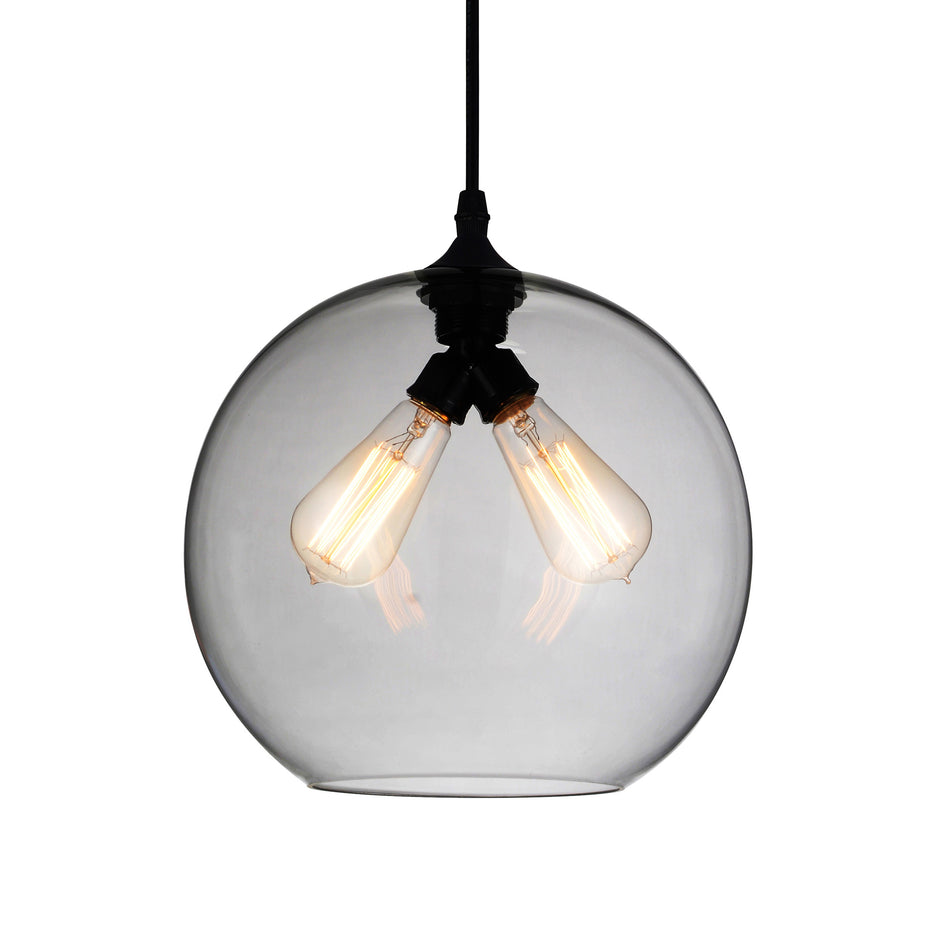 Glass 2 Light 12in Smoke Down Mini Pendant by CWI