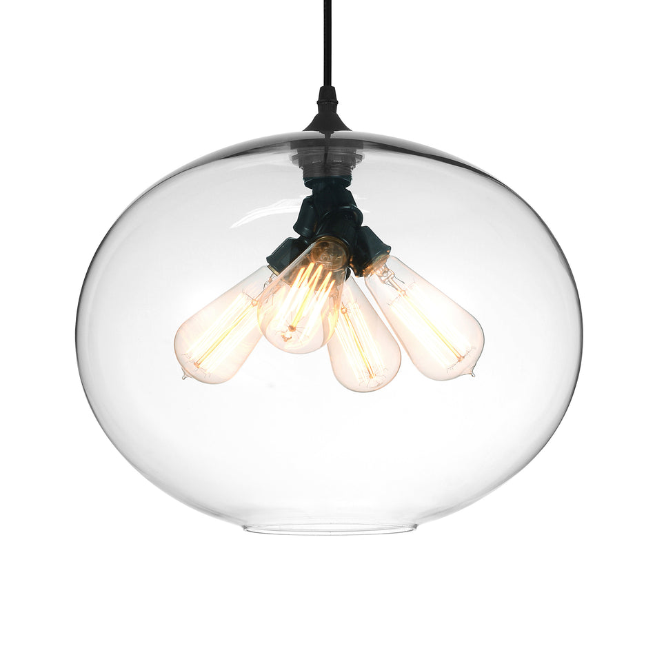 Glass 4 Light 16in Clear Down Pendant by CWI