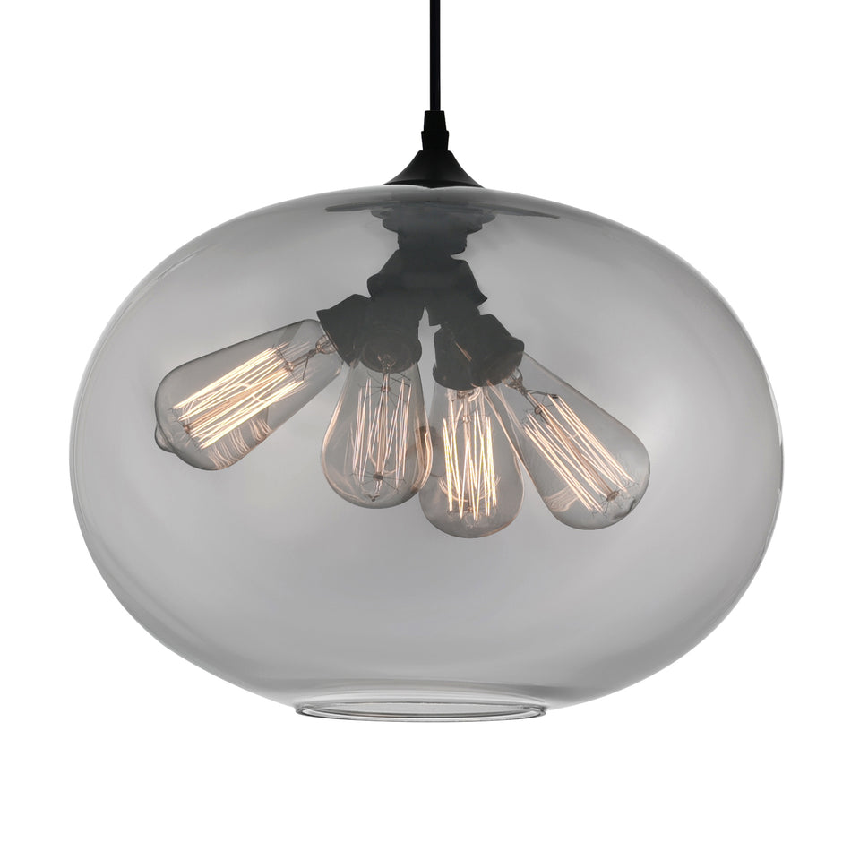 Glass 4 Light 16in Smoke Down Pendant by CWI