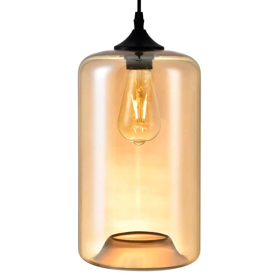 Glass 1 Light 7in Cognac Down Mini Pendant by CWI