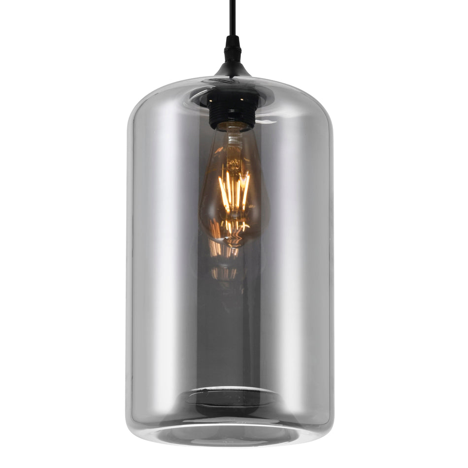 Glass 1 Light 7in Smoke Down Mini Pendant by CWI