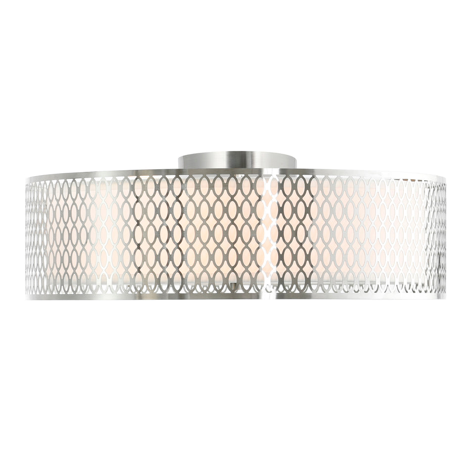 Mikayla 5 Light 22in Satin Nickel Drum Shade Flush Mount by CWI