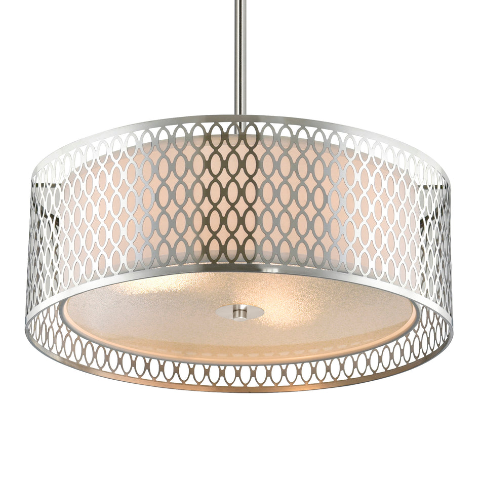 Mikayla 3 Light 17in Satin Nickel Drum Shade Chandelier by CWI
