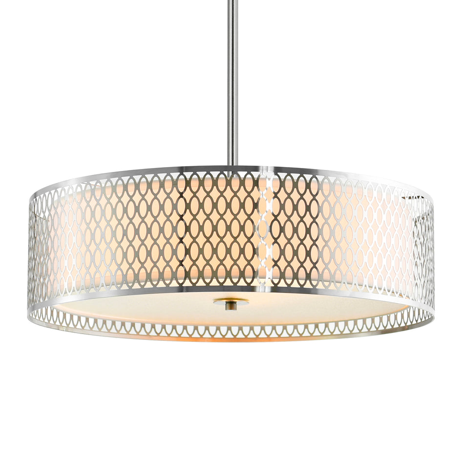 Mikayla 5 Light 22in Satin Nickel Drum Shade Chandelier by CWI