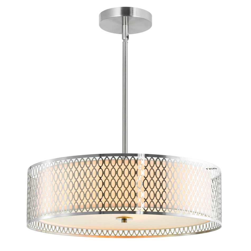 Mikayla 5 Light 22in Satin Nickel Drum Shade Chandelier