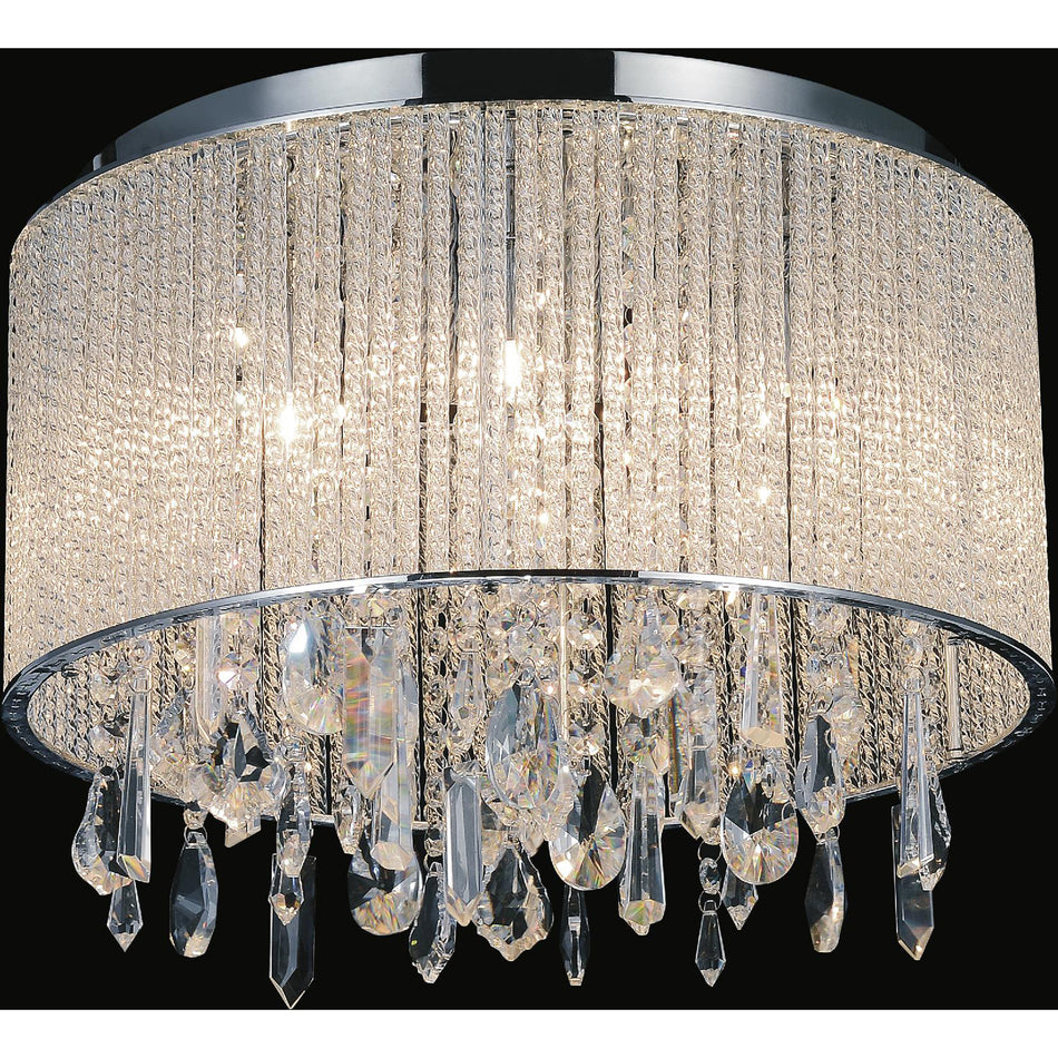 Benson 6 Light Drum Shade Flush Mount With Chrome Finish by CWI