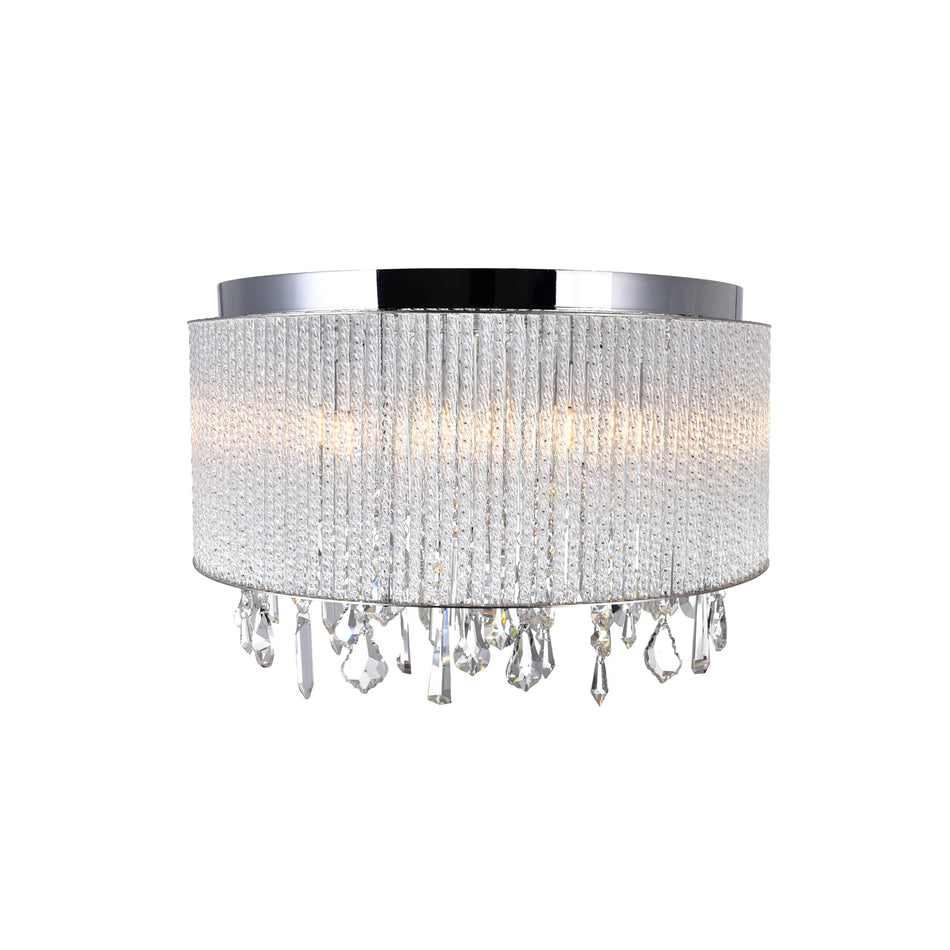 Benson 9 Light Drum Shade Flush Mount With Chrome Finish by CWI