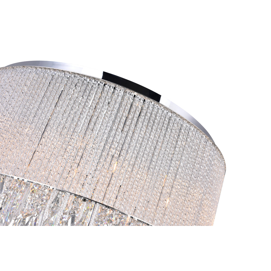 Benson 14 Light Drum Shade Flush Mount With Chrome Finish by CWI