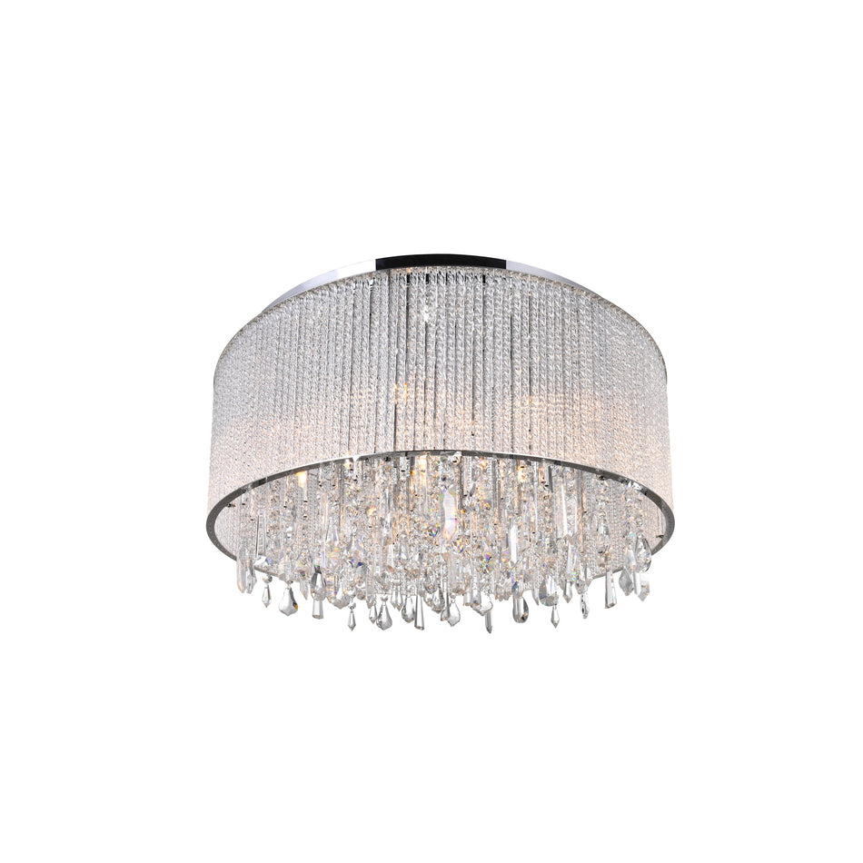 Benson 14 Light Drum Shade Flush Mount With Chrome Finish