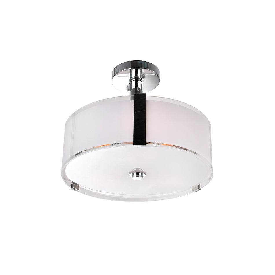 Lucie 3 Light 14in Chrome Round Drum Shade Chandelier by CWI